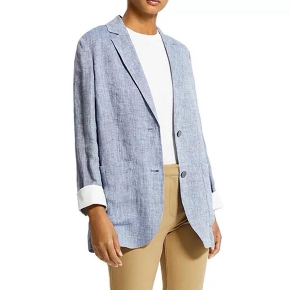 Theory Hemp Blazer Chambray Oversized - Picture 1 of 8